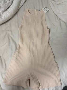 ZARA Blush Ribbed Sleeveless Romper